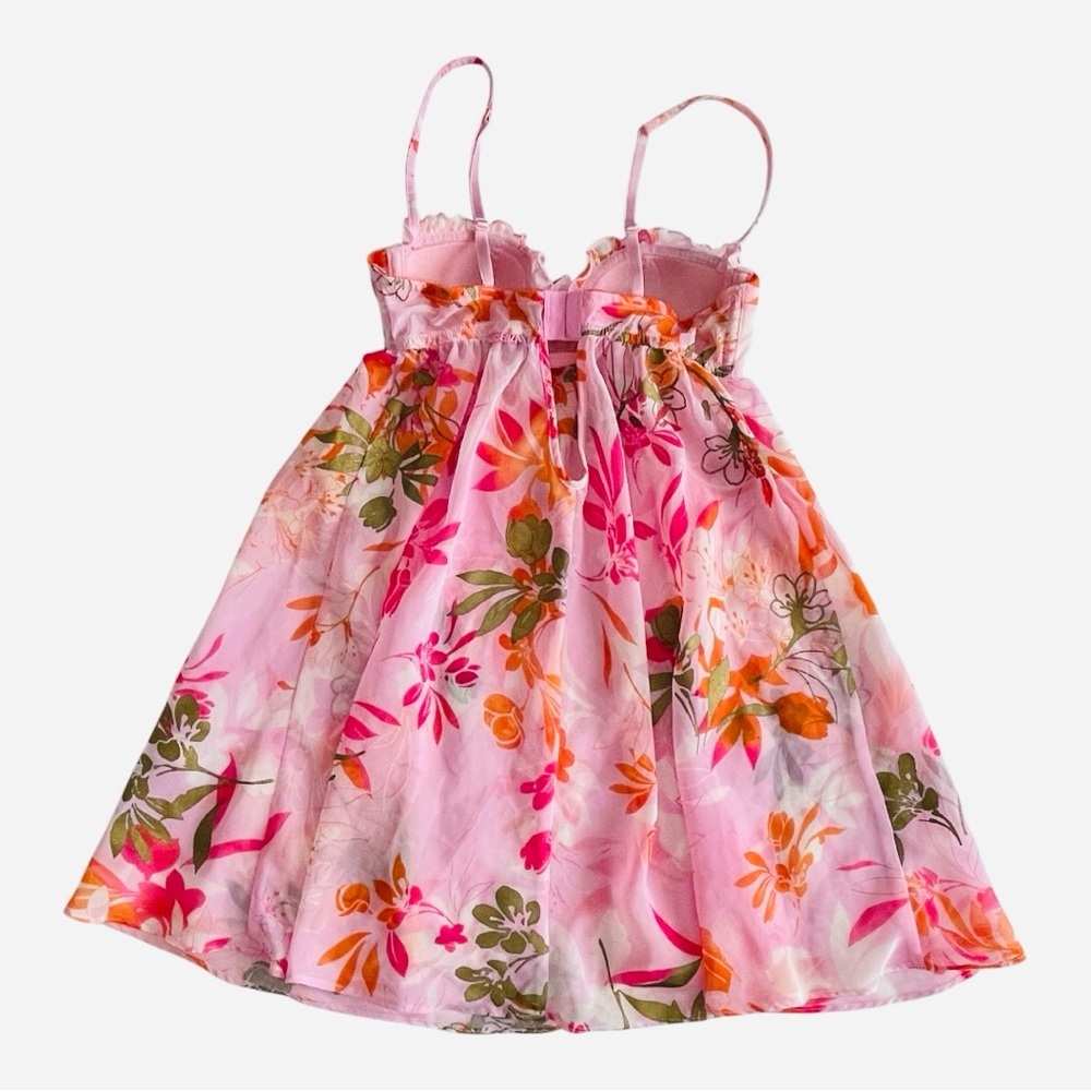 La Senza Pink Floral Tie-Front Satin Chemise - Picture 6 of 9